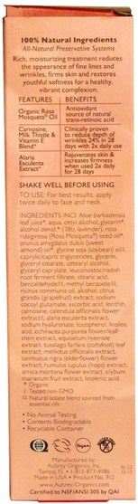 美容，面部護理，面霜，乳液，健康，皮膚 - Aubrey Organics, Revitalizing Therapy Moisturizer, Dry Skin, 1.7 fl oz (50 ml)