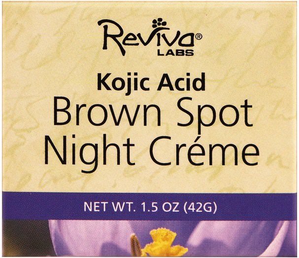 美容，面部護理，面霜，乳液，健康，皮膚，晚霜 - Reviva Labs, Brown Spot Night Creme, 1.5 oz (42 g)
