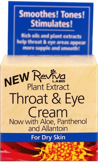 美容，面部護理，面霜，乳液，健康，皮膚，晚霜 - Reviva Labs, Throat & Eye Cream, 1.5 oz (41 g)