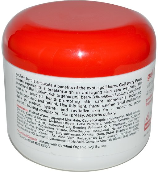 美容，面部護理，面霜乳液，精華素，透明質酸皮膚 - Home Health, Goji Berry Facial Cream, 4 oz (113 g)