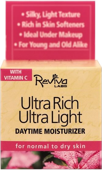 美容，面部護理，面霜乳液，精華素，皮膚類型正常至乾性皮膚 - Reviva Labs, Ultra Rich Ultra Light Daytime Moisturizer, 1.5 oz (42 g)