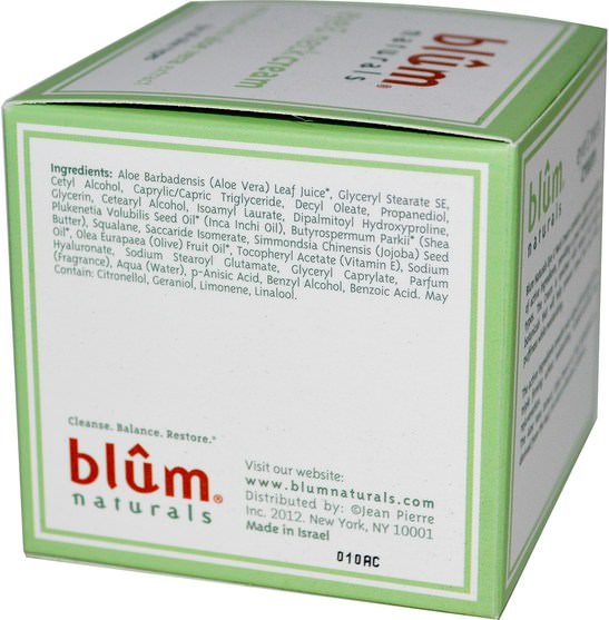 美容，面部護理，面霜，乳液，抗皺霜，皮膚 - Blum Naturals, Eye & Neck Cream, 1.69 oz (50 ml)