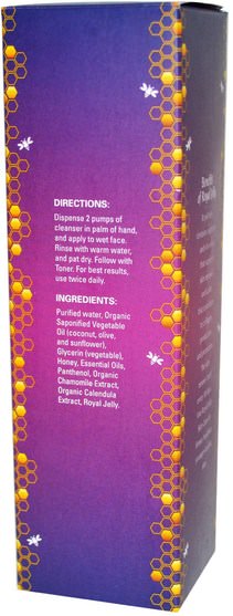 美容，面部護理，洗面奶 - C.C. Pollen, Foaming Cleanser, Royal Jelly Skin Care, with Honey, 4 oz