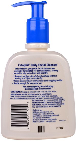 美容，面部護理，洗面奶 - Cetaphil, Daily Facial Cleanser, 8 fl oz (237 ml)