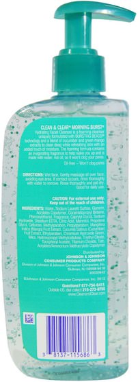 美容，面部護理，洗面奶 - Clean & Clear, Morning Burst, Hydrating Facial Cleanser, 8 fl oz (240 ml)