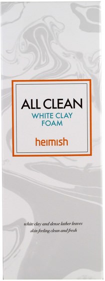 美容，面部護理，洗面奶 - Heimish, All Clean, White Clay Foam, 150 g