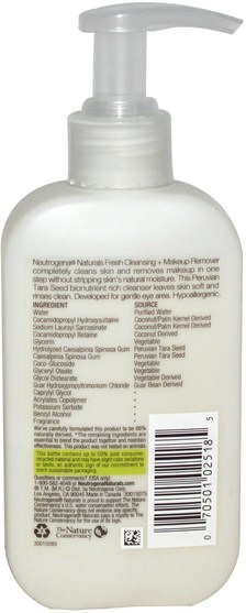 美容，面部護理，洗面奶 - Neutrogena, Fresh Cleansing + Makeup Remover, 6 fl oz (177 ml)