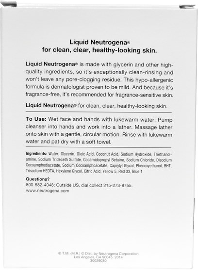 美容，面部護理，洗面奶 - Neutrogena, Liquid Neutrogena, Facial Cleansing Formula, 8 fl oz (236 ml)