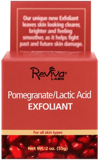 美容，面部護理，洗面奶 - Reviva Labs, Pomegranate/Lactic Acid, Exfoliant, 2 oz (55 g)