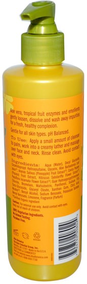 美容，面部護理，潔面乳，皮膚 - Alba Botanica, Facial Cleanser, Pineapple Enzyme, 8 fl oz (237 ml)