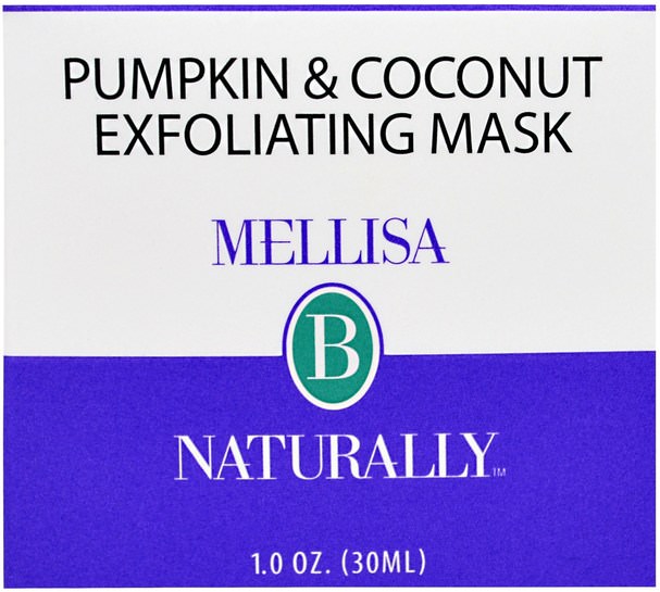 美容，面部護理，面部去角質 - Mellisa B. Naturally, Pumpkin & Coconut Exfoliating Mask, 1 oz (30 ml)