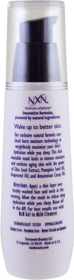 美容，面部護理，面膜 - NXN, Nurture by Nature, Beauty Sleep Invisible Hydration Mask, Dry / Sensitive Skin, 1 fl oz (30 ml)