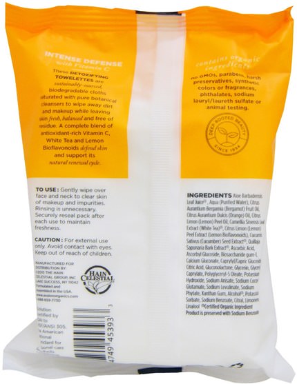美容，面部護理，面部濕巾 - Avalon Organics, Intense Defense, With Vitamin C, Detoxifying Towelettes, 30 Facial Towelettes