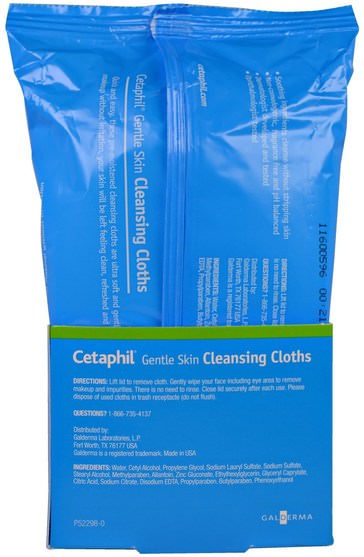 美容，面部護理，面部濕巾 - Cetaphil, Gentle Skin Cleansing Cloths, 25 Pre-Moistened Cloths, 5.0 x 7.9 (12 x 20 cm)