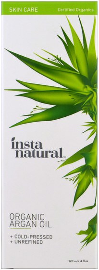 美容，面部護理 - InstaNatural, Organic Argan Oil, Skin Care, 4 fl oz (120 ml)