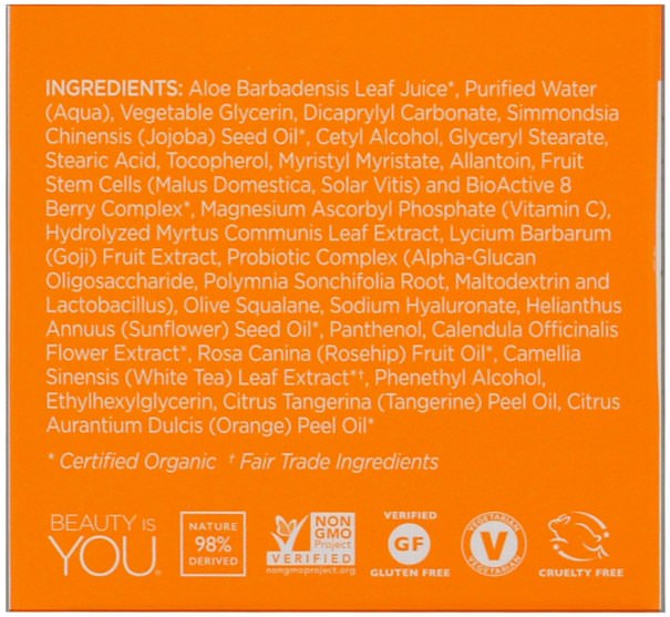 美容，面部護理，麥盧卡蜂蜜護膚，美白面部護理 - Andalou Naturals, Renewal Cream, Probiotic + C, Brightening, 1.7 fl oz (50 ml)