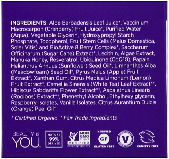 美容，面部護理，麥盧卡蜂蜜護膚，面膜，糖，水果面膜 - Andalou Naturals, Fruit Enzyme Mask, BioActive 8 Berry, Age Defying, 1.7 oz (50 g)