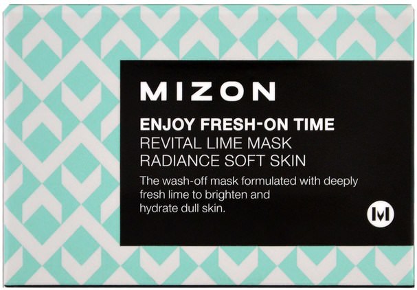美容，面部護理 - Mizon, Enjoy Fresh-On Time, Revital Lime Mask, 3.38 fl oz (100 ml)
