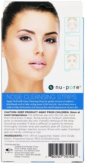 美容，面部護理 - Nu-Pore, Nose Cleansing Strips, 3 Strips