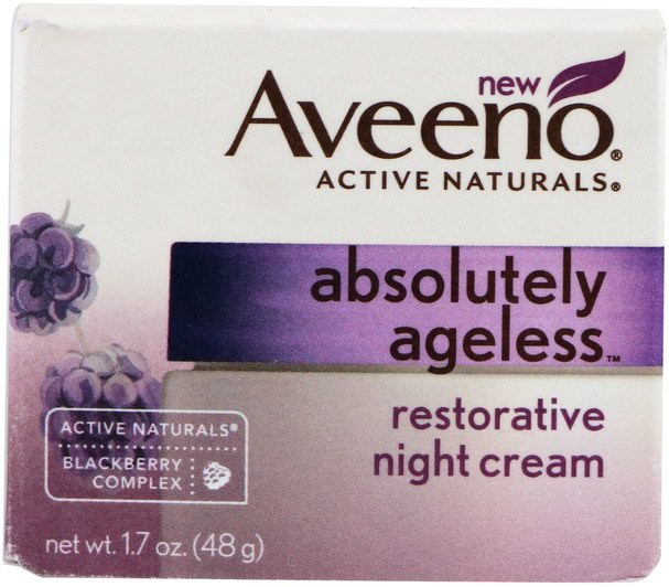 美容，面部護理，皮膚 - Aveeno, Absolutely Ageless, Restorative Night Cream, 1.7 oz (48 g)