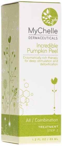 美容，面部護理，皮膚，面膜，糖，水果面膜 - MyChelle Dermaceuticals, Incredible Pumpkin Peel, All / Combination, Step 2, Treatment, 1.2 fl oz (35 ml)