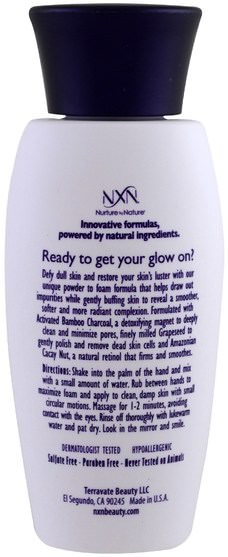 美容，面部護理，皮膚 - NXN, Nurture by Nature, Glow Remedy, Powder to Foam Exfoliator, All Skin Types, 2.1 oz (60 g)