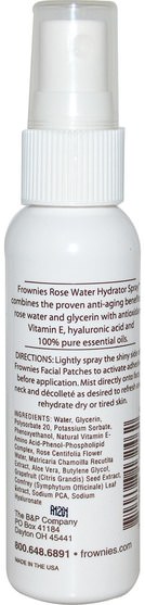 美容，面部護理，皮膚類型抗衰老皮膚，抗衰老 - Frownies, Rose Water Hydrator Spray, 2 oz (59 ml)