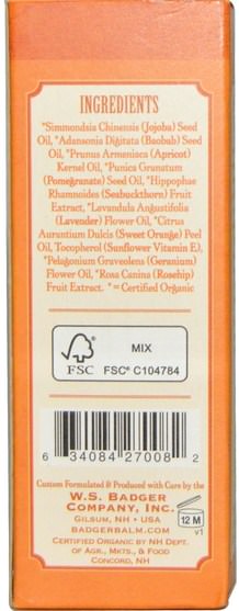 美容，面部護理，皮膚類型中性至乾性皮膚 - Badger Company, Seabuckthorn Face Oil, For Normal/Dry Skin, 1 fl oz (29.5 ml)