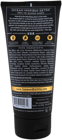 美容，面部護理，皮膚類型正常至乾性皮膚，面部去角質 - Seaweed Bath Co., Exfoliating Detox Scrub, Awaken, Rosemary & Mint, 6 fl oz (177 ml)