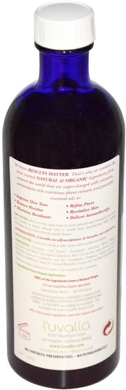 美容，面部護理，皮膚類型正常至乾性皮膚類型組合至油性皮膚 - Luvalla Certified Organic Eucalyptus Toner, Alcohol Free, 6.7 fl oz