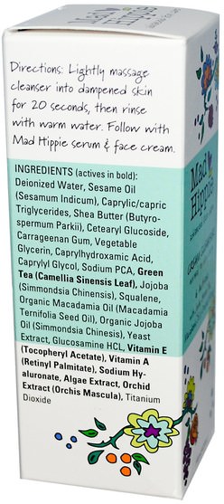 美容，面部護理，皮膚類型正常至乾性皮膚，維生素c - Mad Hippie Skin Care Products, Cream Cleanser, 6 Actives, 4.0 fl oz (118 ml)