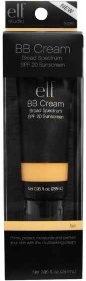 美容，面部護理，spf面部護理，面部 - E.L.F. Cosmetics, BB Cream, SPF 20 Sunscreen Pump Applicator, Fair, 0.96 fl oz (28.5 ml)