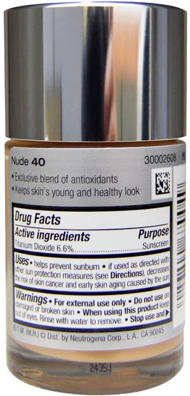 美容，面部護理，spf面部護理 - Neutrogena, Healthy Skin Liquid Makeup, SPF 20, Nude 40, 1 fl oz (30 ml)