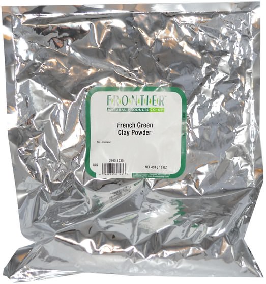 美容，面膜，泥面膜，健康，排毒，粘土 - Frontier Natural Products, French Green Clay Powder, 16 oz (453 g)