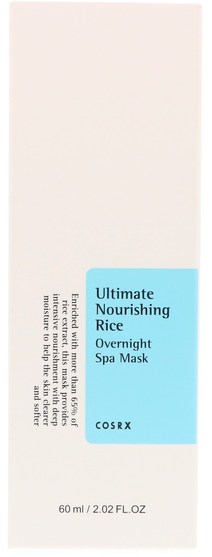 美容，面膜 - Cosrx, Ultimate Nourishing Rice, Overnight Spa Mask, 2.02 fl oz (60 ml)