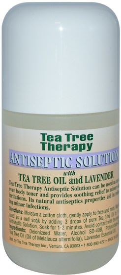 美容，面部調色劑，皮膚，茶樹，茶樹製品 - Tea Tree Therapy, Antiseptic Solution, With Tea Tree Oil and Lavender, 4 fl oz (118 ml)