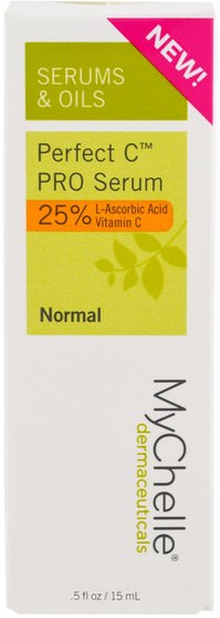 美容，透明質酸皮膚，面部護理，美白面部護理 - MyChelle Dermaceuticals, Perfect C Pro Serum, Normal,.5 fl oz (15 ml)