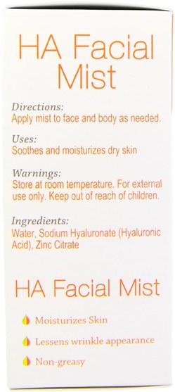 美容，透明質酸皮膚，面部護理，皮膚類型正常至乾性皮膚 - Hyalogic HA Facial Mist with Hyaluronic Acid, 2 oz (59 ml)
