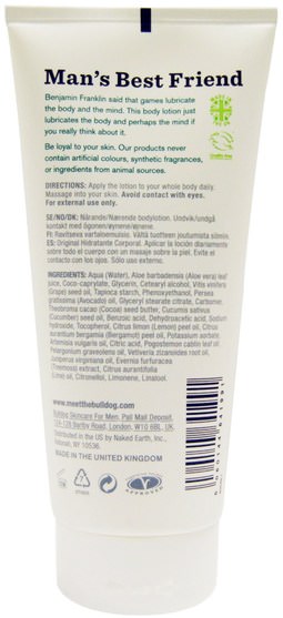 美容，男士護膚，潤膚露 - Bulldog Skincare For Men, Original Body Lotion, 6.7 fl oz (200 ml)