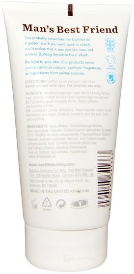 美容，男士護膚，面部護理，潔面乳 - Bulldog Skincare For Men, Sensitive Face Wash, 5.0 fl oz (150 ml)