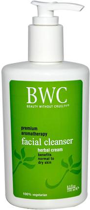 Facial Cleanser, Herbal Cream, 8.5 fl oz (250 ml) by Beauty Without Cruelty, 美容，面部護理，皮膚類型中性至乾性皮膚 HK 香港
