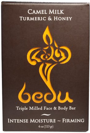 Triple Milled Face & Body Bar, Camel Milk Turmeric & Honey, 4 oz (113 g) by One with Nature, 補充劑，抗氧化劑，薑黃素，沐浴，美容，肥皂 HK 香港