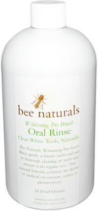 Whitening Pre-Brush, Oral Rinse, 16 fl oz by Bee Naturals, 沐浴，美容，口腔牙齒護理，原蜜蜂天然，牙齒美白 HK 香港