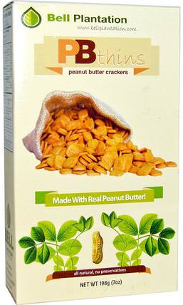 PB Thins, Peanut Butter Crackers, 7 oz (198 g) by Bell Plantation, 食物，餅乾和麵包棒，鐘形植物pb thins HK 香港