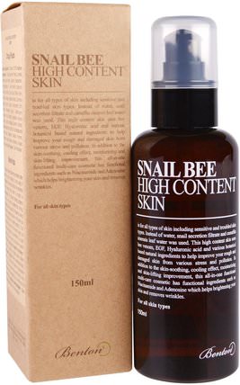 Snail Bee, High Content Skin, 150 ml by Benton, 美容，面部護理，面霜，乳液，面部調色劑 HK 香港