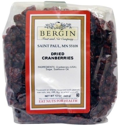 Dried Cranberries, 12 oz (340 g) by Bergin Fruit and Nut Company, 食品，乾果，bergin果和堅果公司乾果 HK 香港
