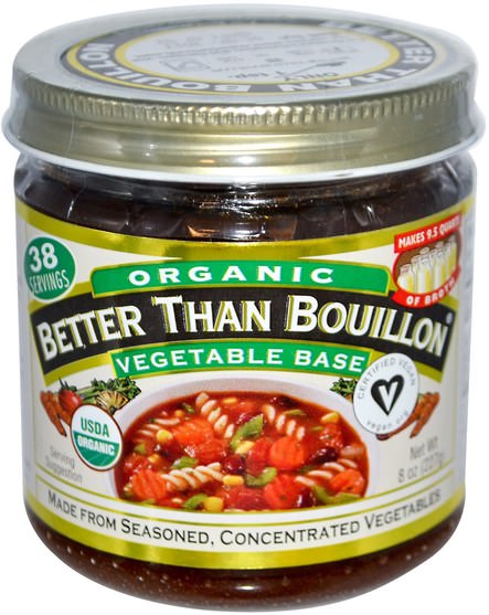 比肉湯有機，食物，意大利面和湯更好 - Better Than Bouillon, Organic Vegetable Base, 8 oz (227 g)