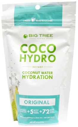 Coco Hydro, Original, 9.7 oz (275 g) by Big Tree Farms, 體育，電解質飲料補給，大樹農場椰子水電 HK 香港