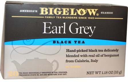 Earl Grey, Black Tea Blend, 20 Tea Bags, 1.18 oz (33 g) by Bigelow, 食物，涼茶，伯爵灰茶 HK 香港