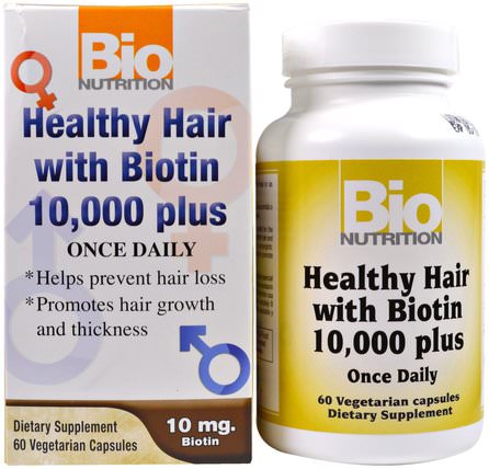 Healthy Hair with Biotin 10.000 Plus, 60 Veggie Caps by Bio Nutrition, 健康，女性，頭髮補充劑，指甲補品，皮膚補充劑 HK 香港
